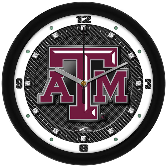 Texas A&M Wall Clock - Carbon Fiber Textured