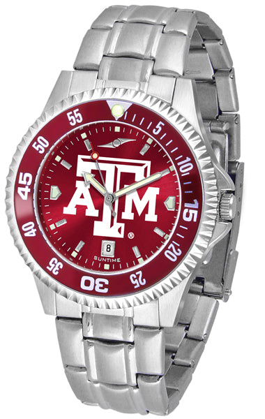 Texas A&M Competitor Steel Men’s Watch - AnoChrome- Color Bezel