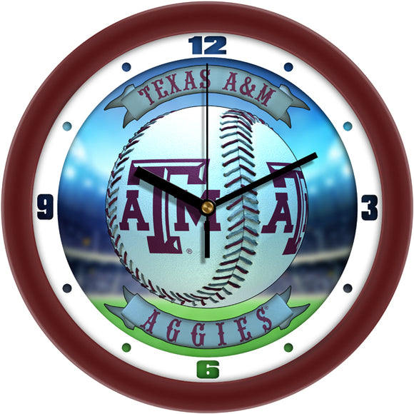 Texas A&M Wall Clock - Baseball Home Run