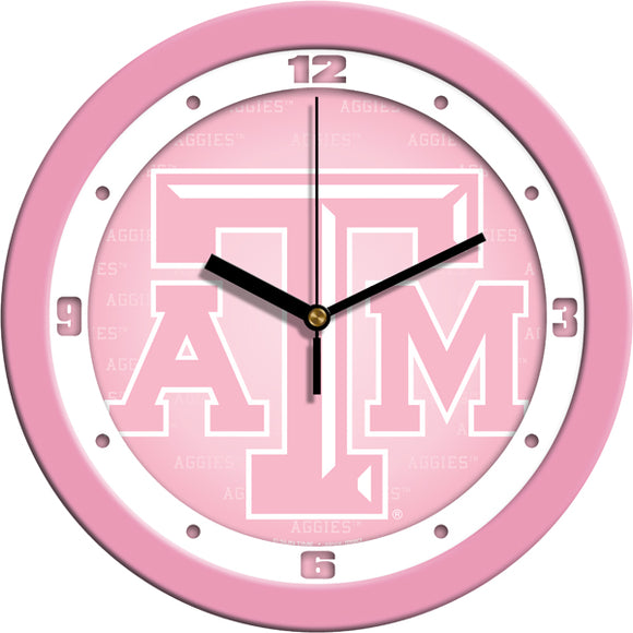 Texas A&M Wall Clock - Pink