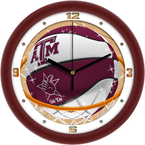 Texas A&M Wall Clock - Basketball Slam Dunk