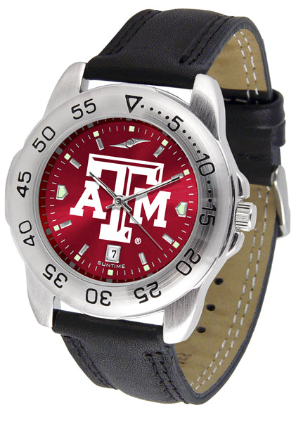 Texas A&M Sport Leather Men’s Watch - AnoChrome