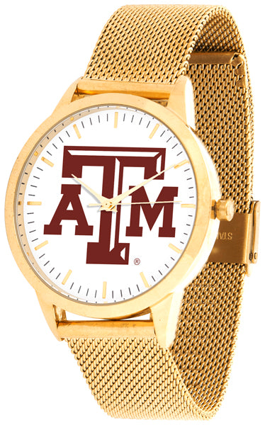 Texas A&M Statement Mesh Band Unisex Watch - Gold