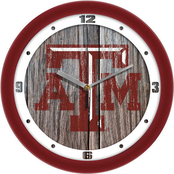 Texas A&M Wall Clock - Weathered Wood