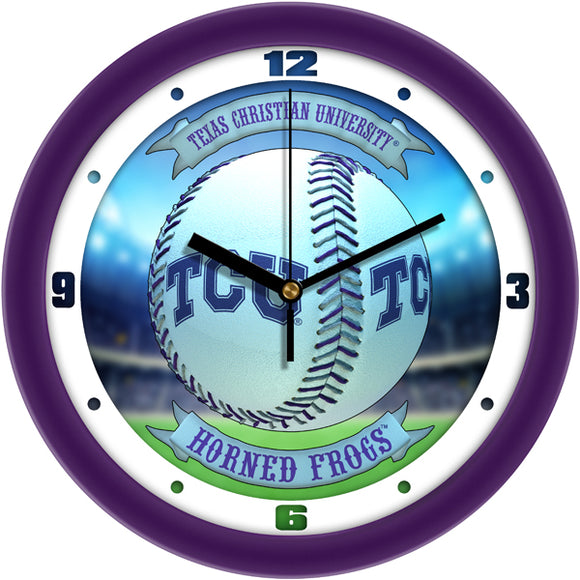 TCU Horned Frogs Wall Clock - Baseball Home Run