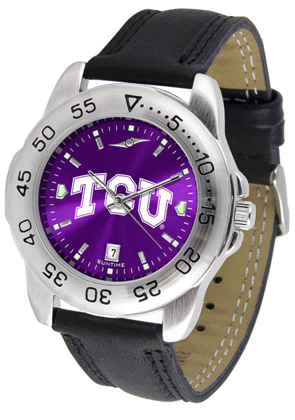 TCU Horned Frogs Sport Leather Men’s Watch - AnoChrome