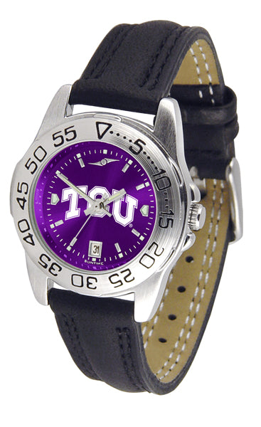 TCU Horned Frogs Sport Leather Ladies Watch - AnoChrome