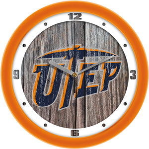 Texas El Paso Wall Clock - Weathered Wood