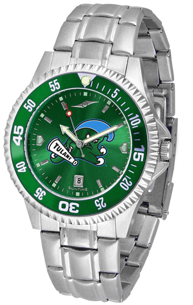 Tulane Green Wave Competitor Steel Men’s Watch - AnoChrome- Color Bezel
