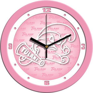 Tulane Green Wave Wall Clock - Pink