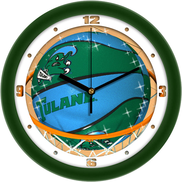 Tulane Green Wave Wall Clock - Basketball Slam Dunk