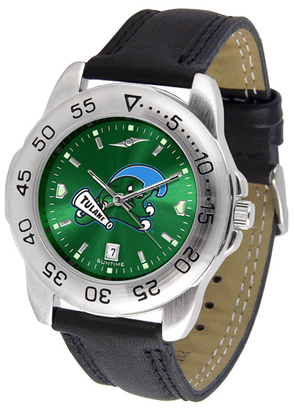 Tulane Green Wave Sport Leather Men’s Watch - AnoChrome