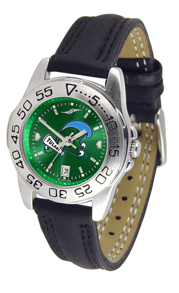 Tulane Green Wave Sport Leather Ladies Watch - AnoChrome