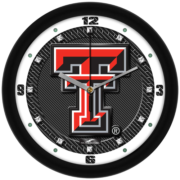Texas Tech Wall Clock - Carbon Fiber Textured