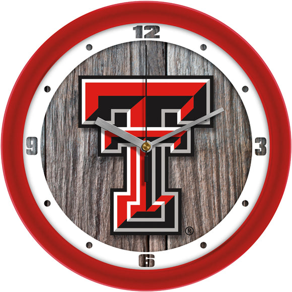Texas Tech Wall Clock - Weathered Wood