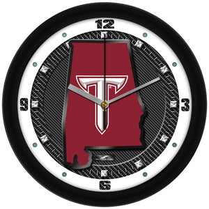 Troy Trojans Wall Clock - Carbon Fiber Textured