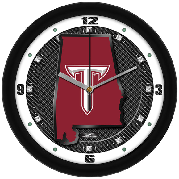 Troy Trojans Wall Clock - Carbon Fiber Textured
