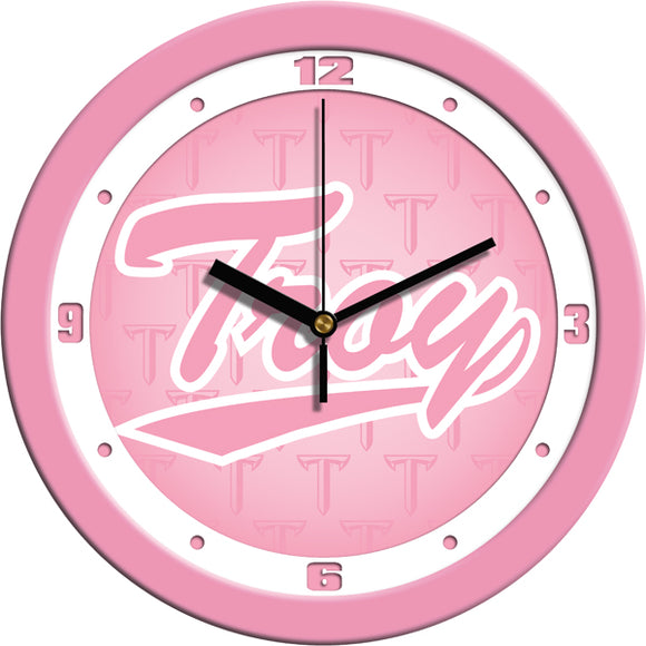 Troy Trojans Wall Clock - Pink