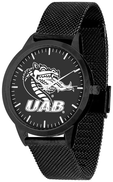 UAB Blazers Statement Mesh Band Unisex Watch - Black - Black Dial