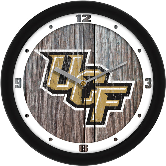 UCF Knights Wall Clock - Weathered Wood