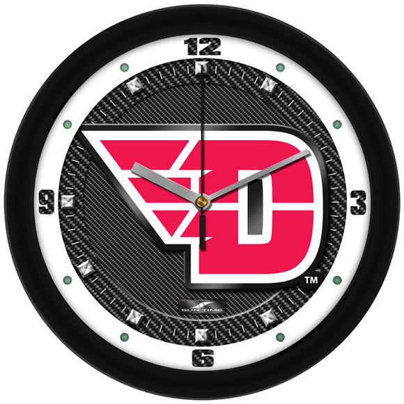 Dayton Flyers Wall Clock - Carbon Fiber Textured