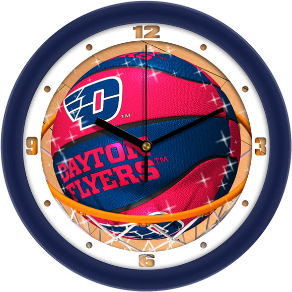 Dayton Flyers Wall Clock - Basketball Slam Dunk