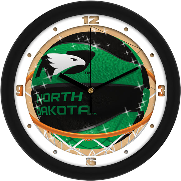 North Dakota Wall Clock - Basketball Slam Dunk