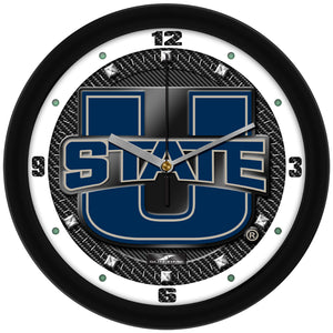 Utah State Aggies Wall Clock - Carbon Fiber Textured