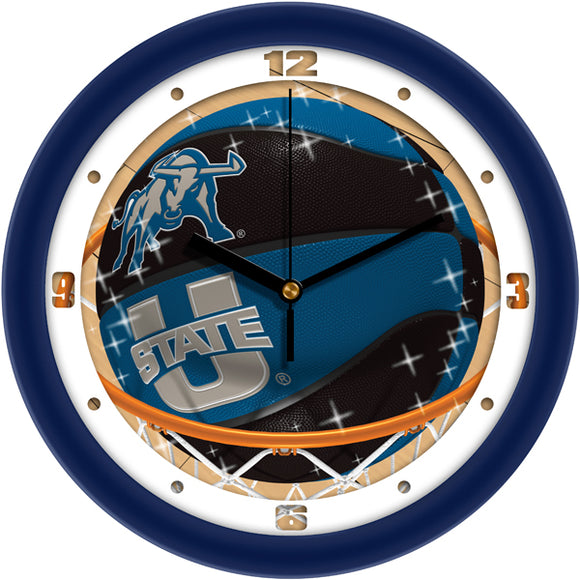 Utah State Aggies Wall Clock - Basketball Slam Dunk