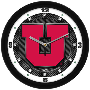 Utah Utes Wall Clock - Carbon Fiber Textured