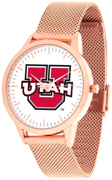 Utah Utes Statement Mesh Band Unisex Watch - Rose