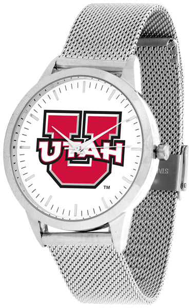 Utah Utes Statement Mesh Band Unisex Watch - Silver