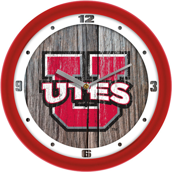 Utah Utes Wall Clock - Weathered Wood