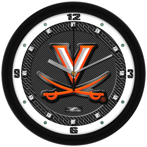 Virginia Cavaliers Wall Clock - Carbon Fiber Textured