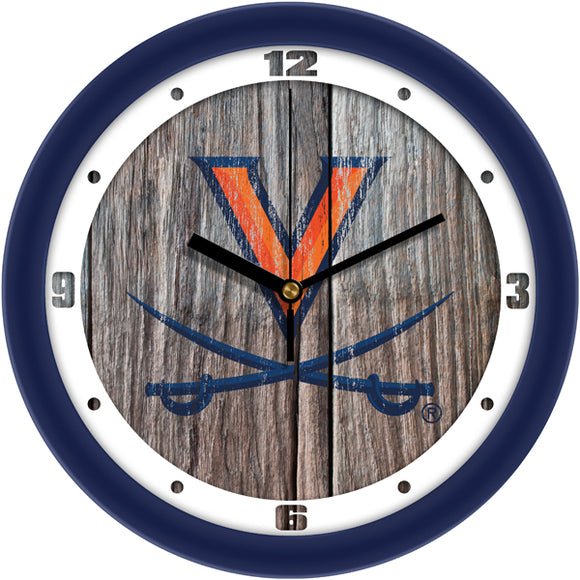 Virginia Cavaliers Wall Clock - Weathered Wood