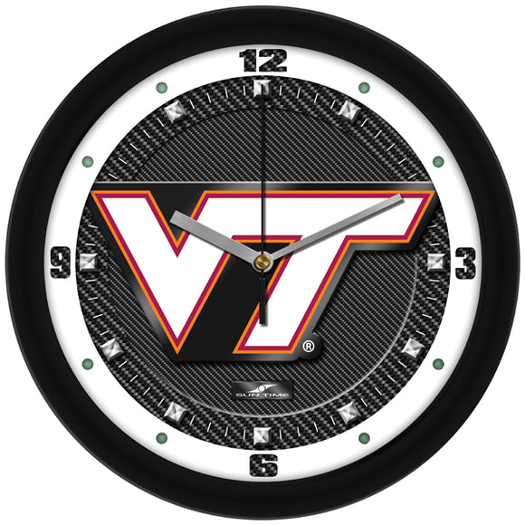 Virginia Tech Wall Clock - Carbon Fiber Textured