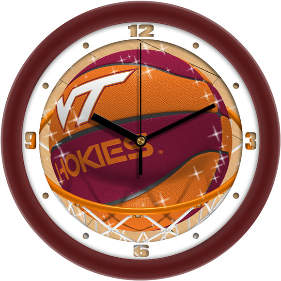 Virginia Tech Wall Clock - Basketball Slam Dunk