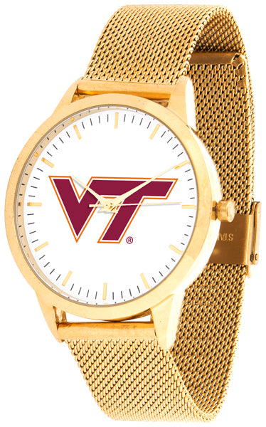 Virginia Tech Statement Mesh Band Unisex Watch - Gold