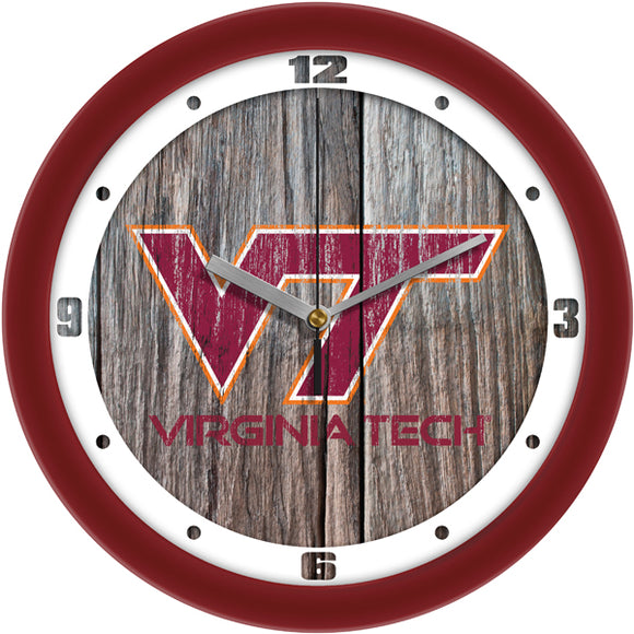 Virginia Tech Wall Clock - Weathered Wood