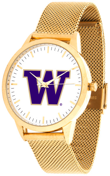 Washington Huskies Statement Mesh Band Unisex Watch - Gold