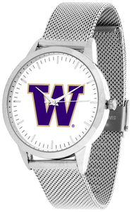 Washington Huskies Statement Mesh Band Unisex Watch - Silver