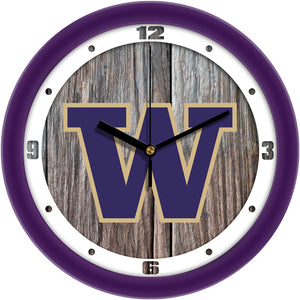 Washington Huskies Wall Clock - Weathered Wood