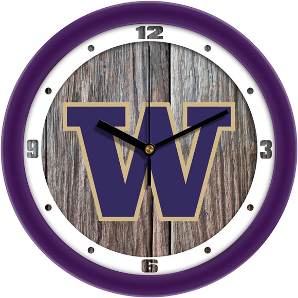 Washington Huskies Wall Clock - Weathered Wood