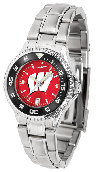 Wisconsin Badgers Competitor Steel Ladies Watch - AnoChrome - Color Bezel