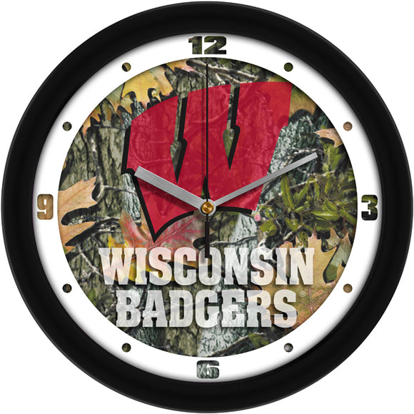 Wisconsin Badgers Wall Clock - Camo