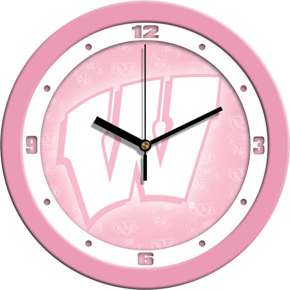 Wisconsin Badgers Wall Clock - Pink