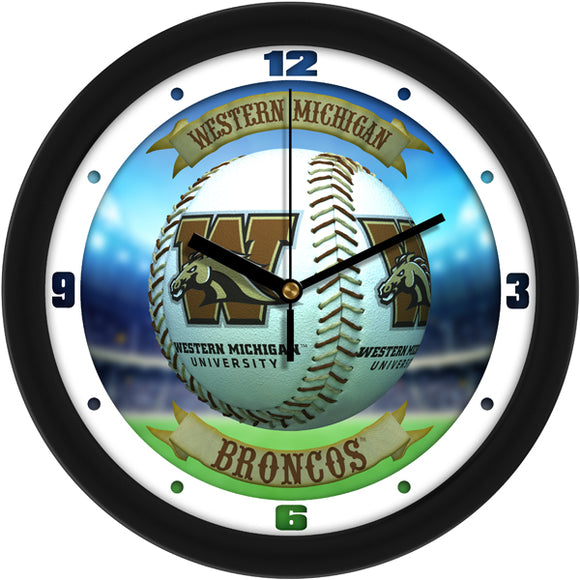 Western Michigan Wall Clock - Baseball Home Run