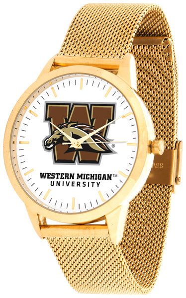 Western Michigan Statement Mesh Band Unisex Watch - Gold