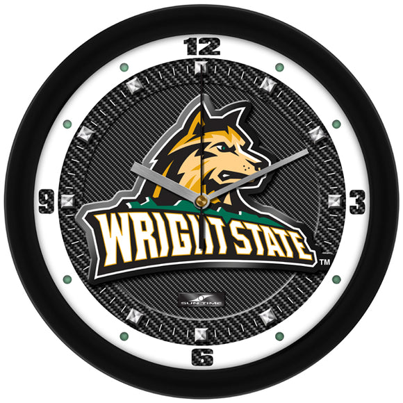 Wright State Wall Clock - Carbon Fiber Textured