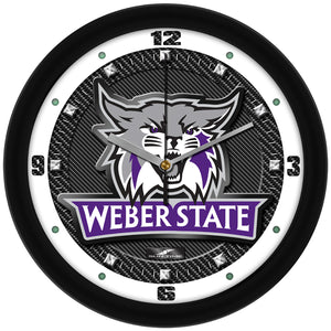 Weber State Wall Clock - Carbon Fiber Textured